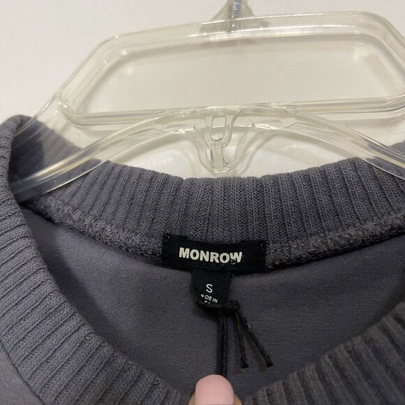 NEW! MONROW long sleeve gray knit bodycon mini dress size SMALL - Picture 3 of 5